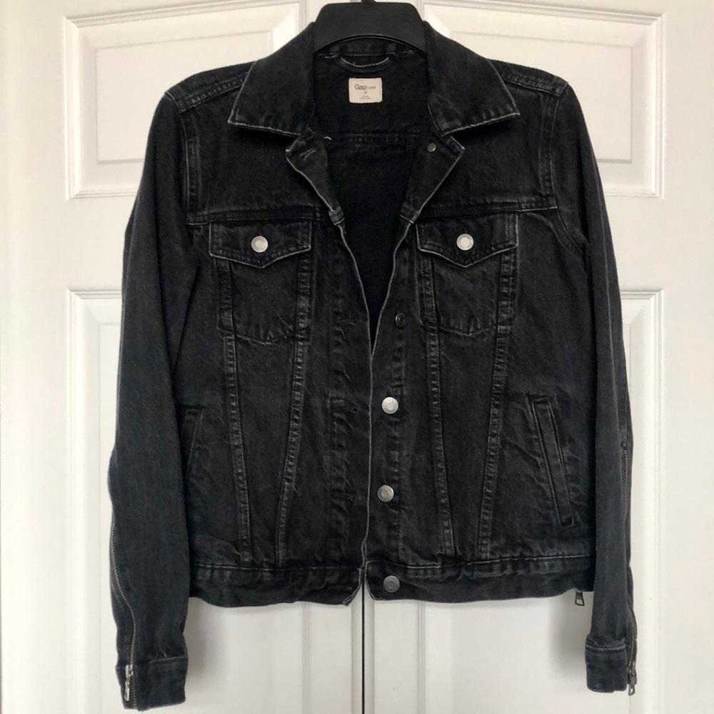 Zipper Accent Denim Jacket